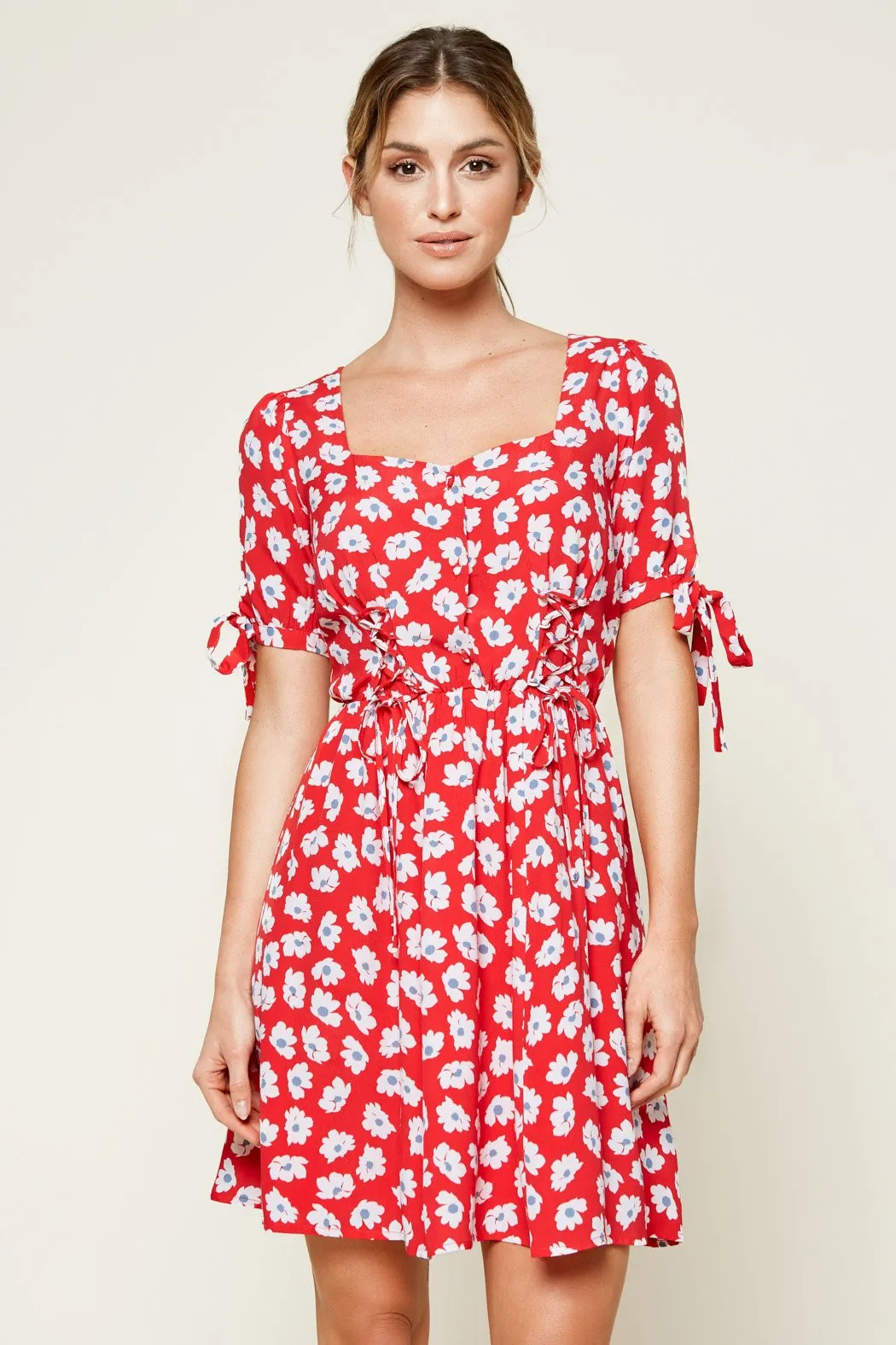 Good Grace Daisy Lace Up Mini Dress sold by Sugarlips