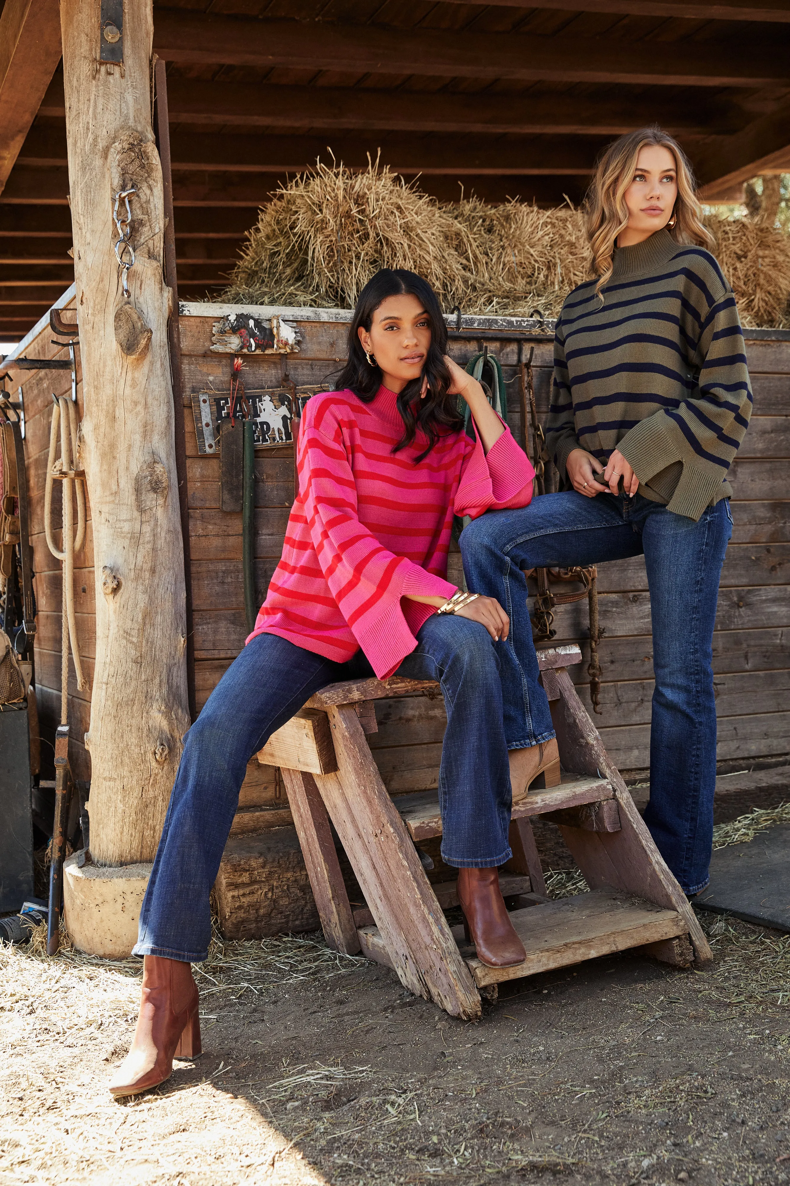 Slayder Striped Turtleneck Wide Sleeve Sweater sold by Sugarlips product image thumbnail 5