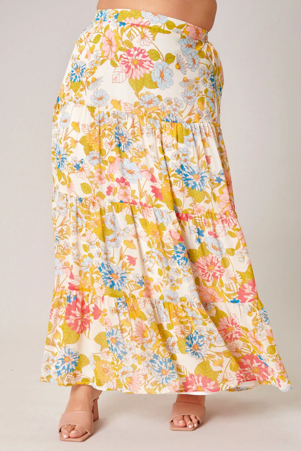 La Rochelle Bellingham Tiered Maxi Skirt Curve sold by Sugarlips