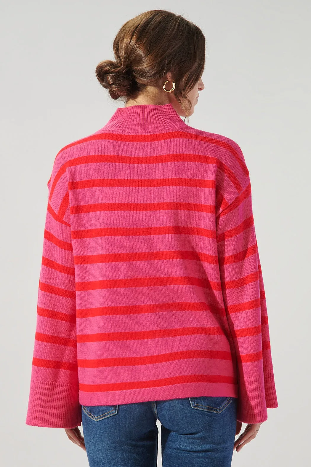 Slayder Striped Turtleneck Wide Sleeve Sweater sold by Sugarlips product image thumbnail 3