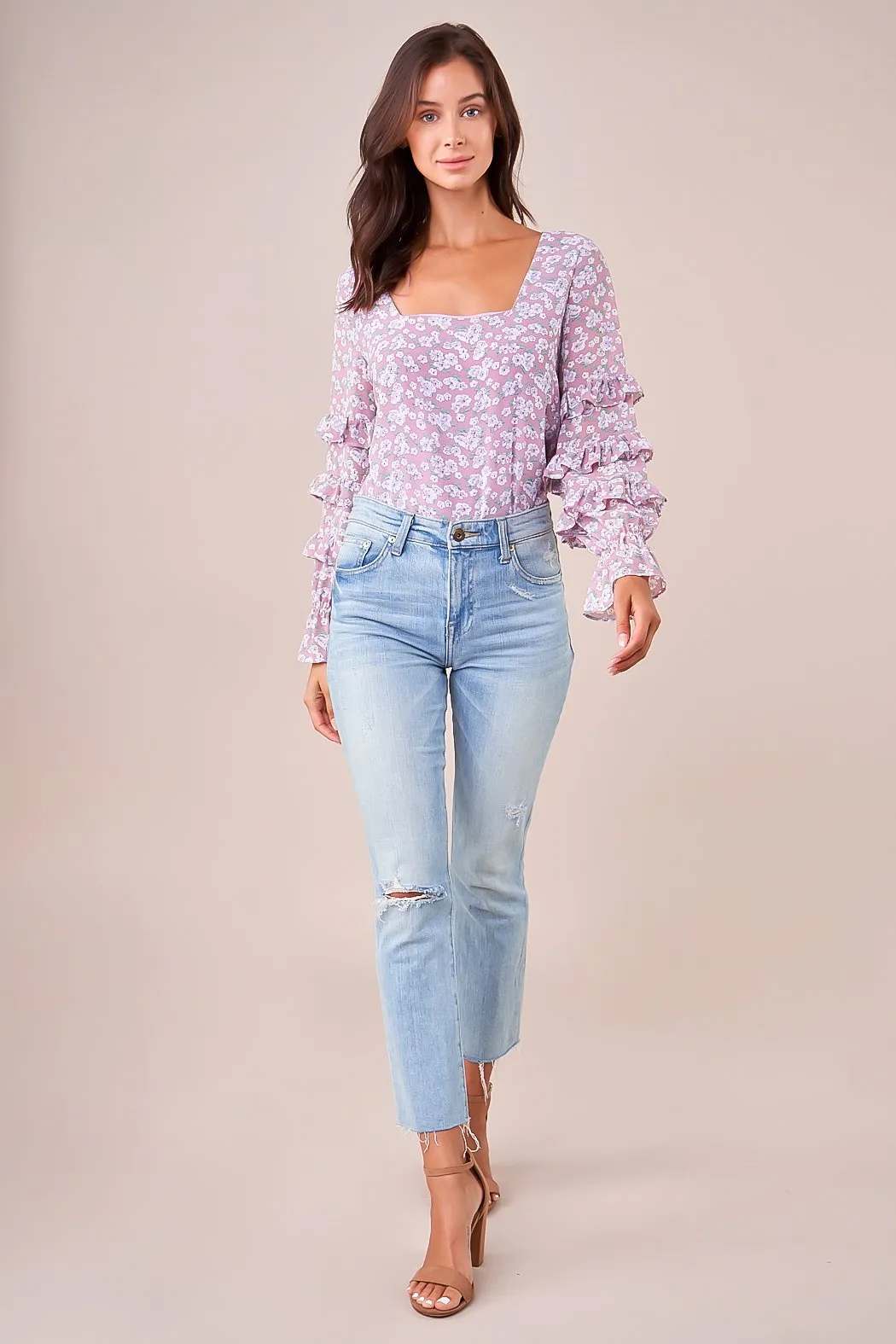Royal Dahlia Floral Square Neck Top sold by Sugarlips product image thumbnail 5