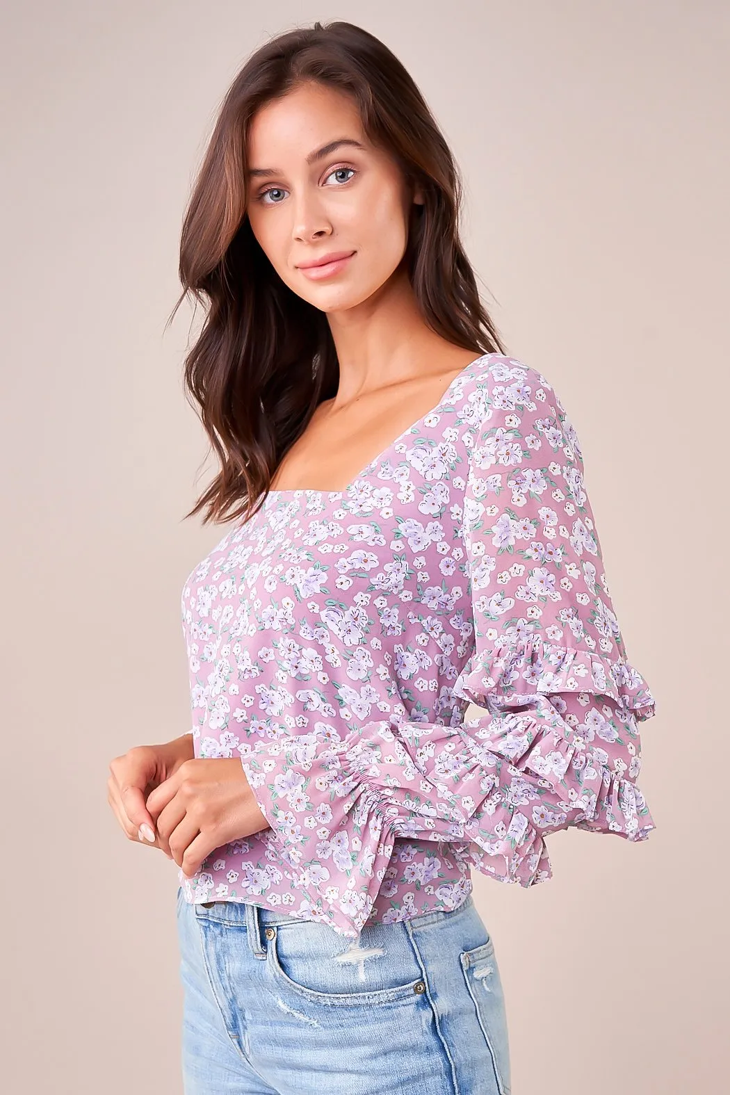 Royal Dahlia Floral Square Neck Top sold by Sugarlips product image thumbnail 3