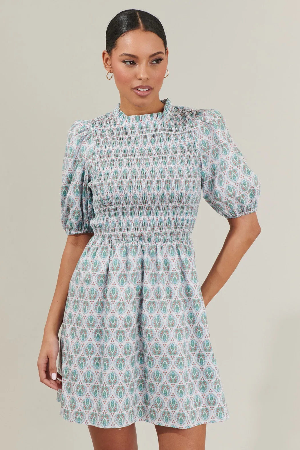 Pilar Gale Smocked Mini Dress sold by Sugarlips