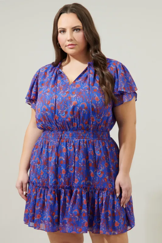 Harlann Floral Bumble Ruffle Mini Dress Curve sold by Sugarlips