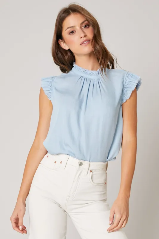 Arizona Pleated Chambray Top made by Sugarlips
