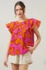 Passion Punch Dazed Ruffle Henley Blouse sold by Sugarlips