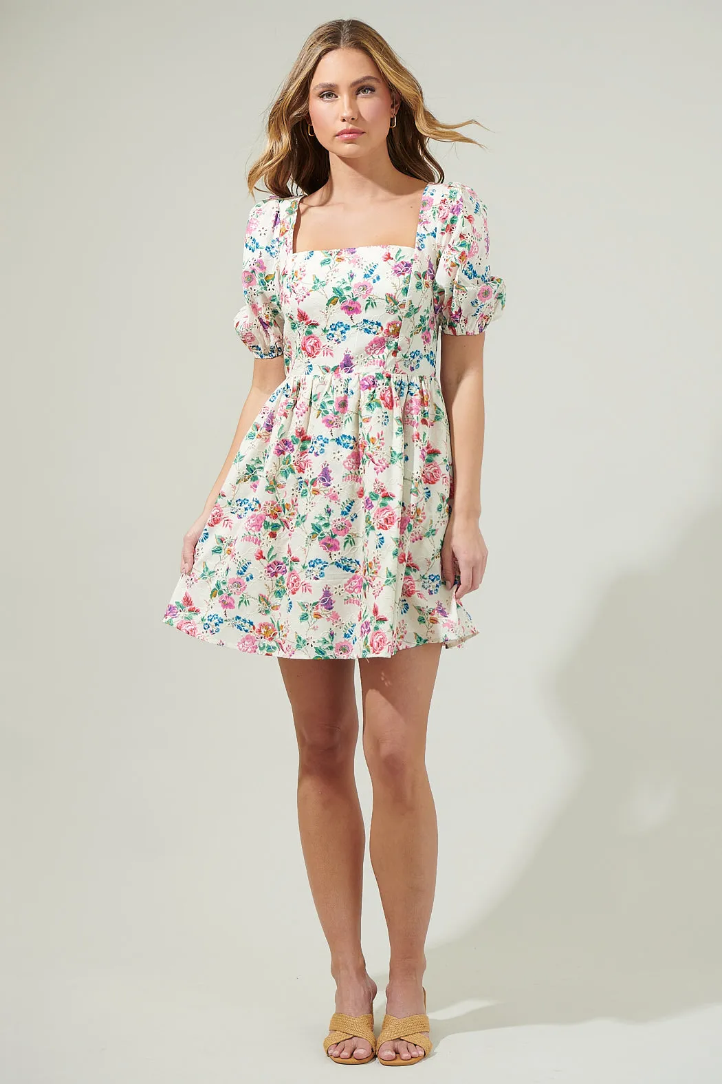 Marley Floral Eyelet Mini Dress sold by Sugarlips product image thumbnail 5