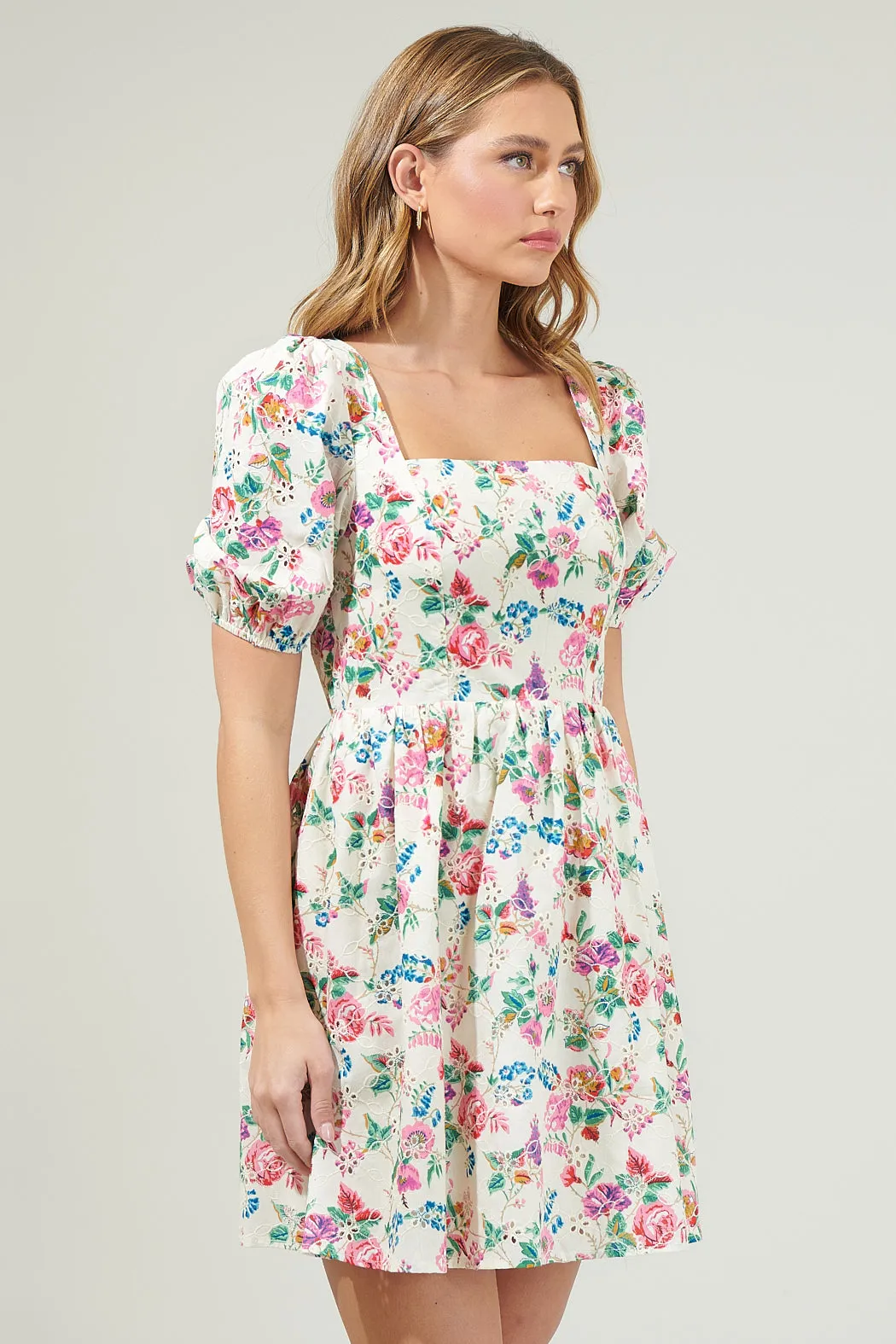 Marley Floral Eyelet Mini Dress sold by Sugarlips product image thumbnail 4
