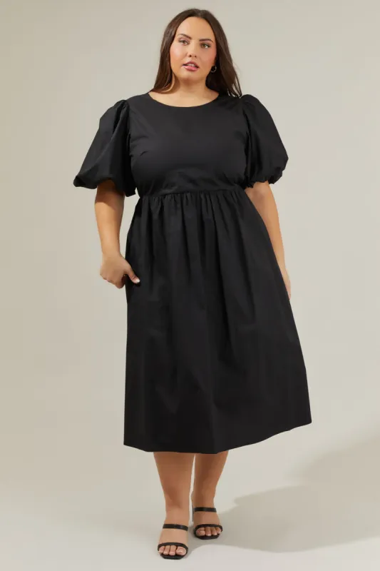 Rye Poplin Puff Sleeve Midi Dress Curve sold by Sugarlips