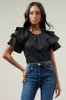 Romie Ruffle Sleeve Poplin Top sold by Sugarlips