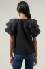 Romie Ruffle Sleeve Poplin Top sold by Sugarlips