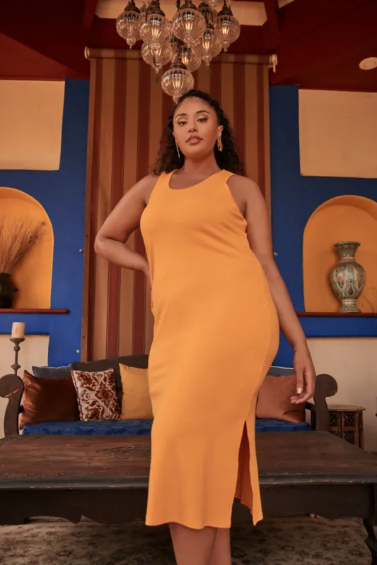 Lisbon Ribbed Knit Midi Dress Curve sold by Sugarlips