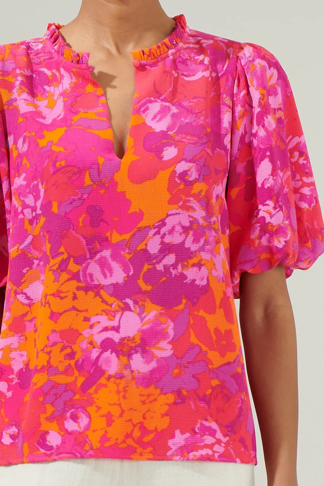 Flirty Floral Split Neck Blouse sold by Sugarlips product image thumbnail 5