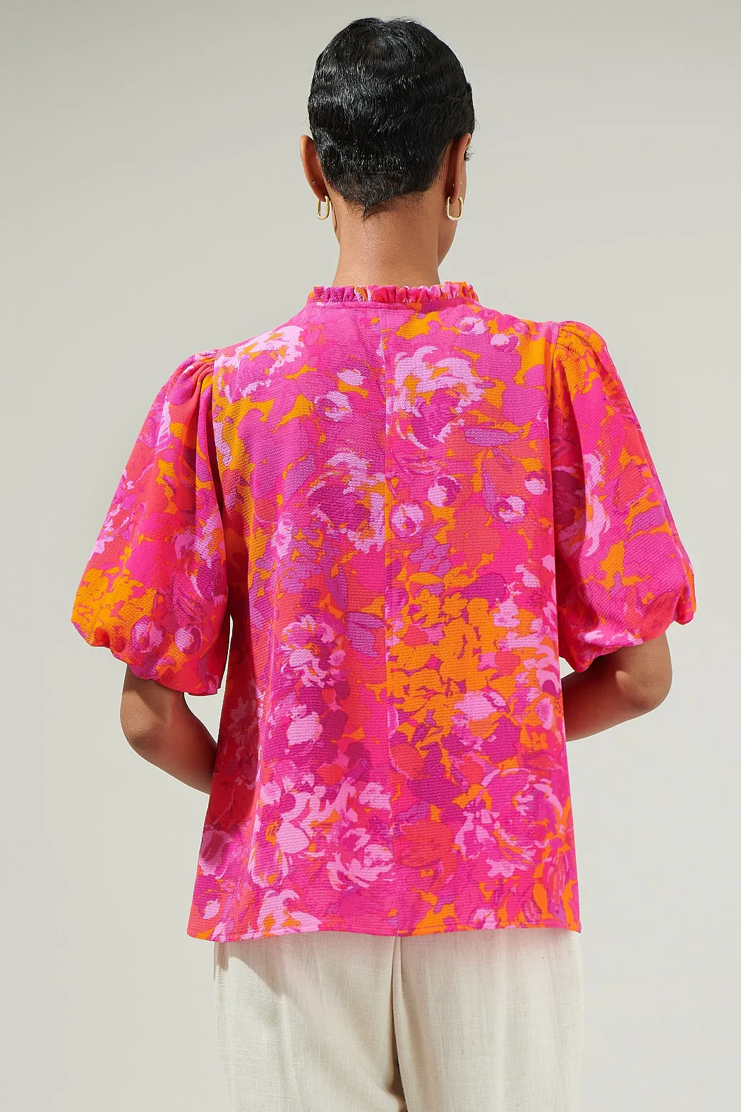 Flirty Floral Split Neck Blouse sold by Sugarlips product image thumbnail 2