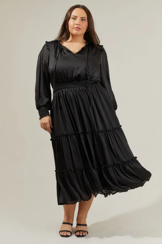 Siete Satin Split Neck Midi Dress Curve sold by Sugarlips