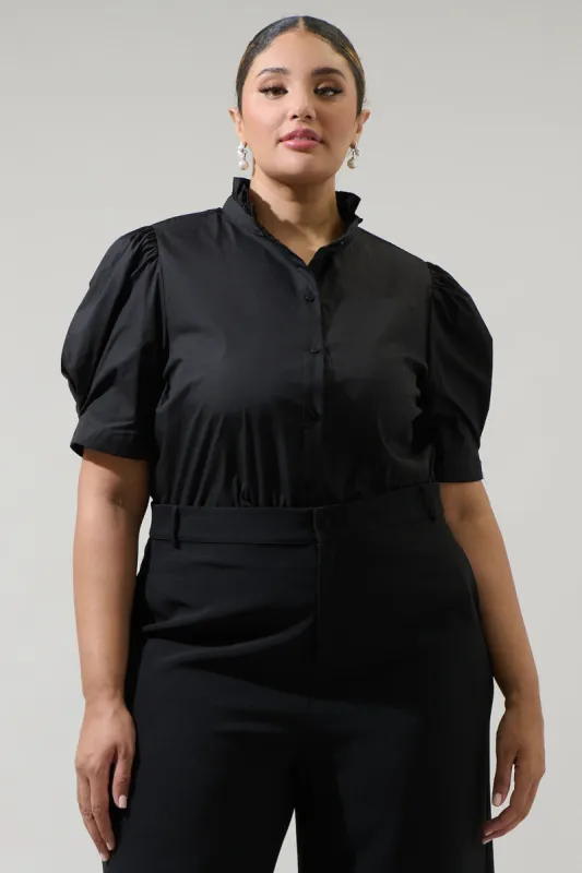 Finley Ruffle Button Down Top Curve sold by Sugarlips