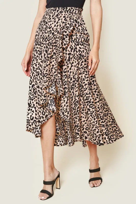 Saturated Love High-Low Leopard Print Midi Skirt sold by Sugarlips