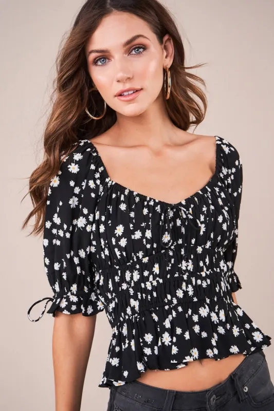 Ray Of Sunshine Floral Puff Sleeve Top sold by Sugarlips