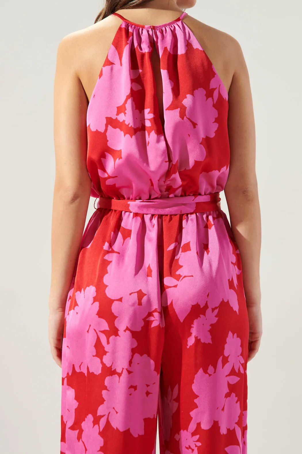 Burning Love Lighthearted Trapeze Satin Jumpsuit sold by Sugarlips product image thumbnail 5