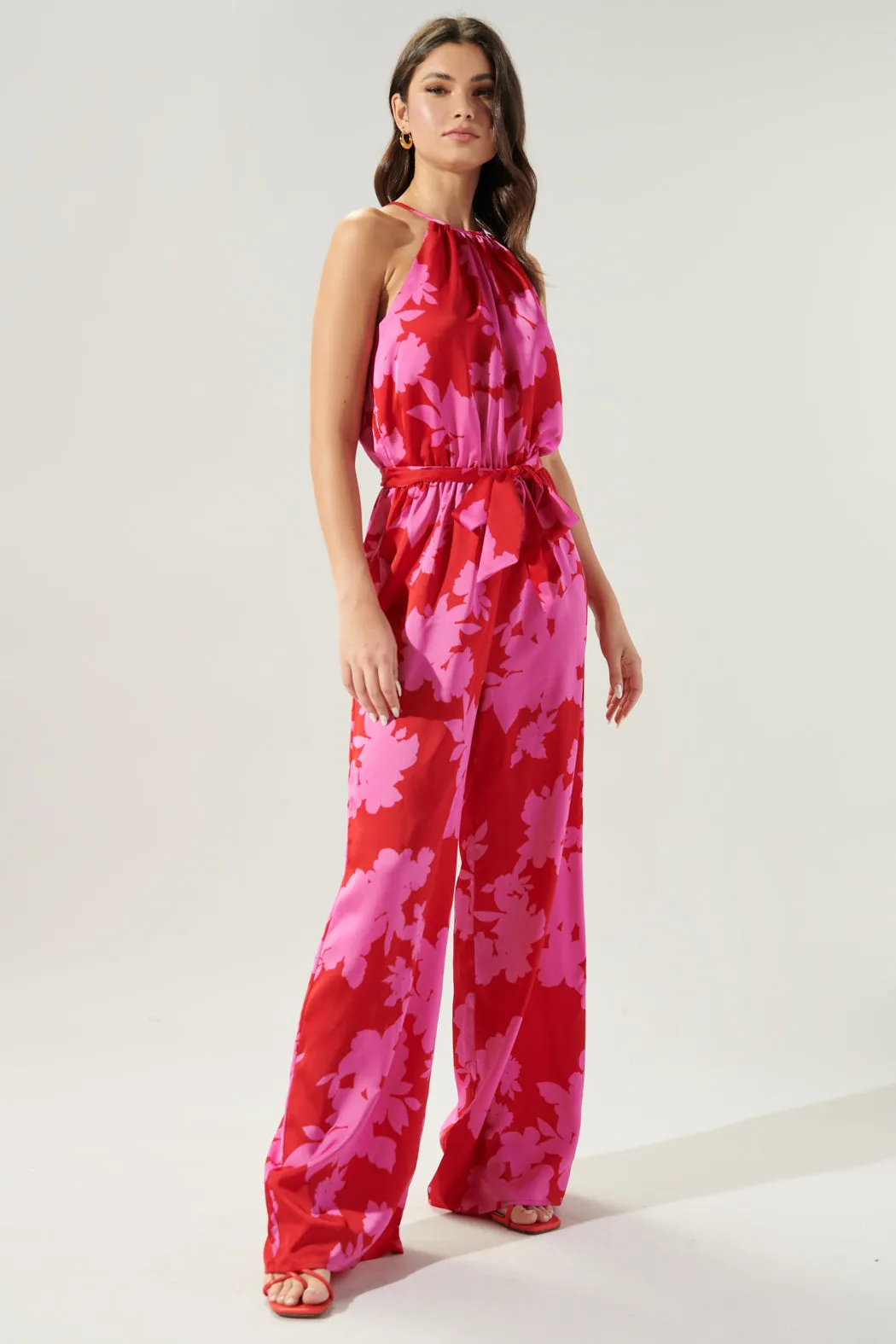 Burning Love Lighthearted Trapeze Satin Jumpsuit sold by Sugarlips product image thumbnail 3