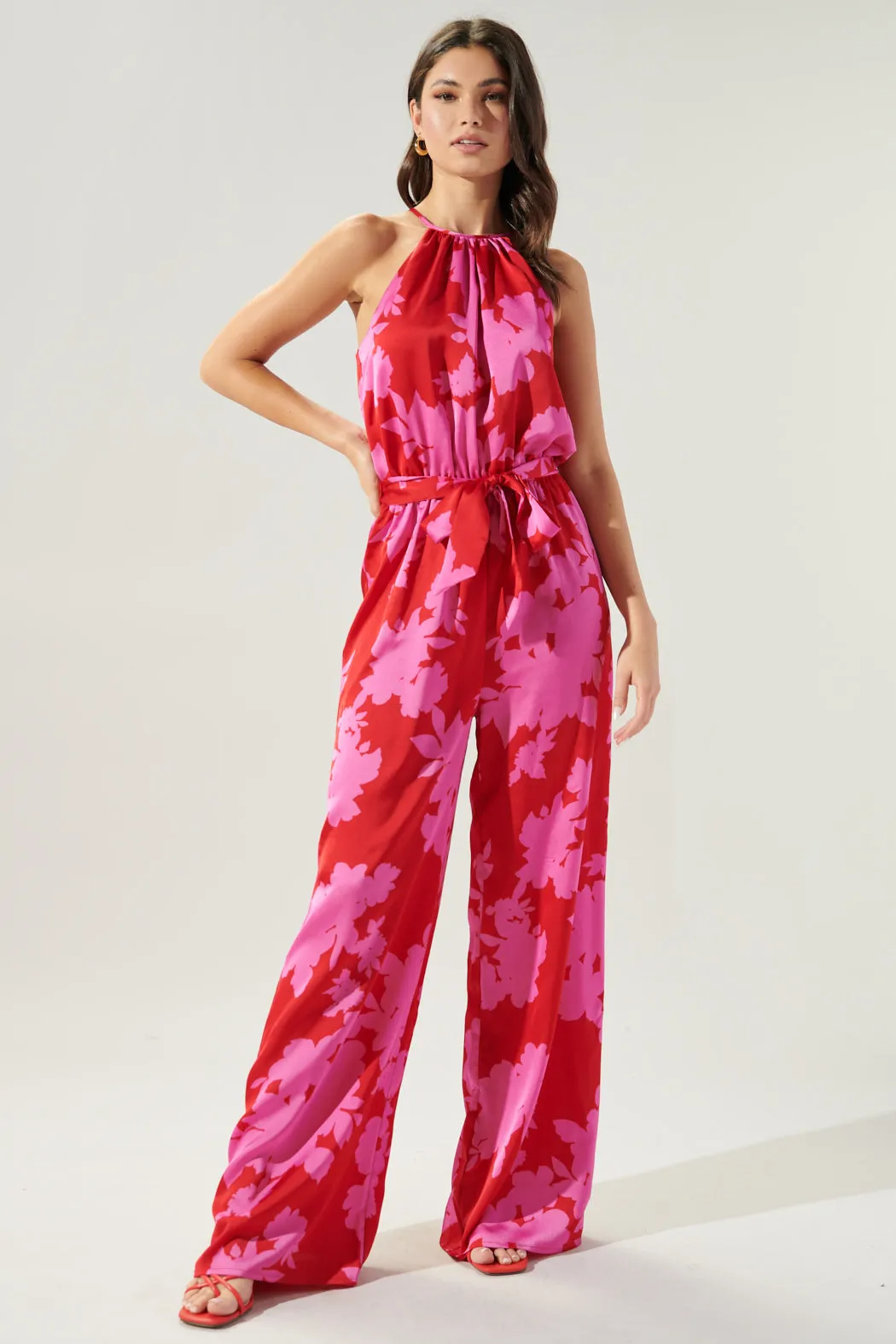 Burning Love Lighthearted Trapeze Satin Jumpsuit sold by Sugarlips