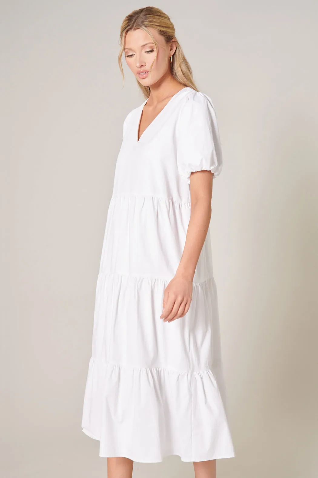 Raeanne Tiered Poplin Midi Dress sold by Sugarlips product image thumbnail 3
