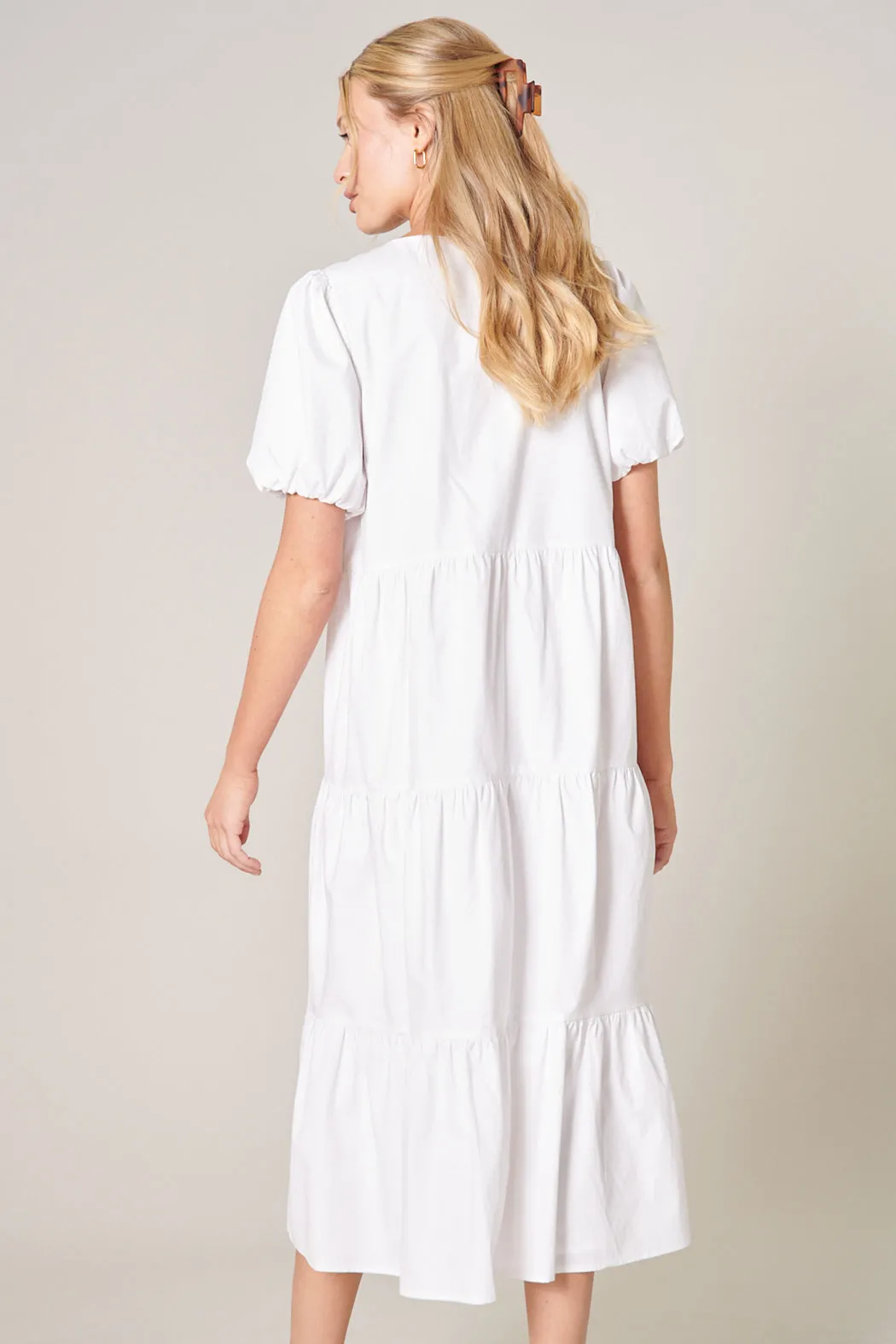 Raeanne Tiered Poplin Midi Dress sold by Sugarlips product image thumbnail 2
