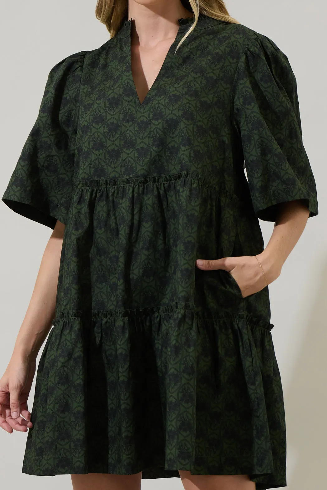 Haslet Floral Dixie Split Neck Shift Dress sold by Sugarlips product image thumbnail 5