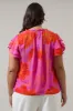 Blakeley Floral Donis Split Neck Blouse Curve sold by Sugarlips