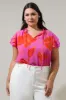 Blakeley Floral Donis Split Neck Blouse Curve sold by Sugarlips