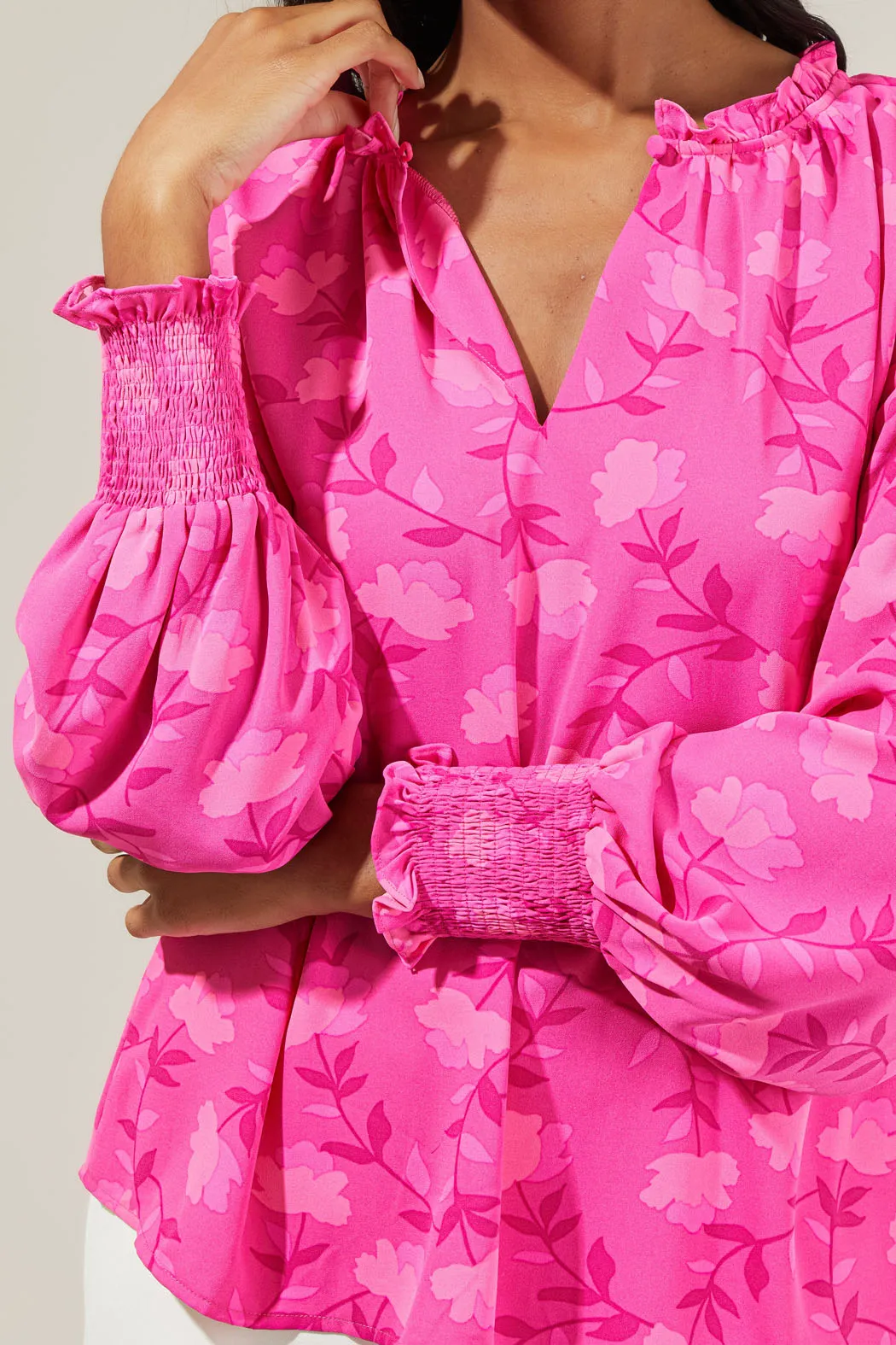 Clever Floral Split Neck Blouse sold by Sugarlips product image thumbnail 5