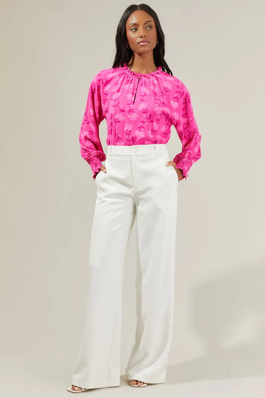 Clever Floral Split Neck Blouse sold by Sugarlips product image thumbnail 4