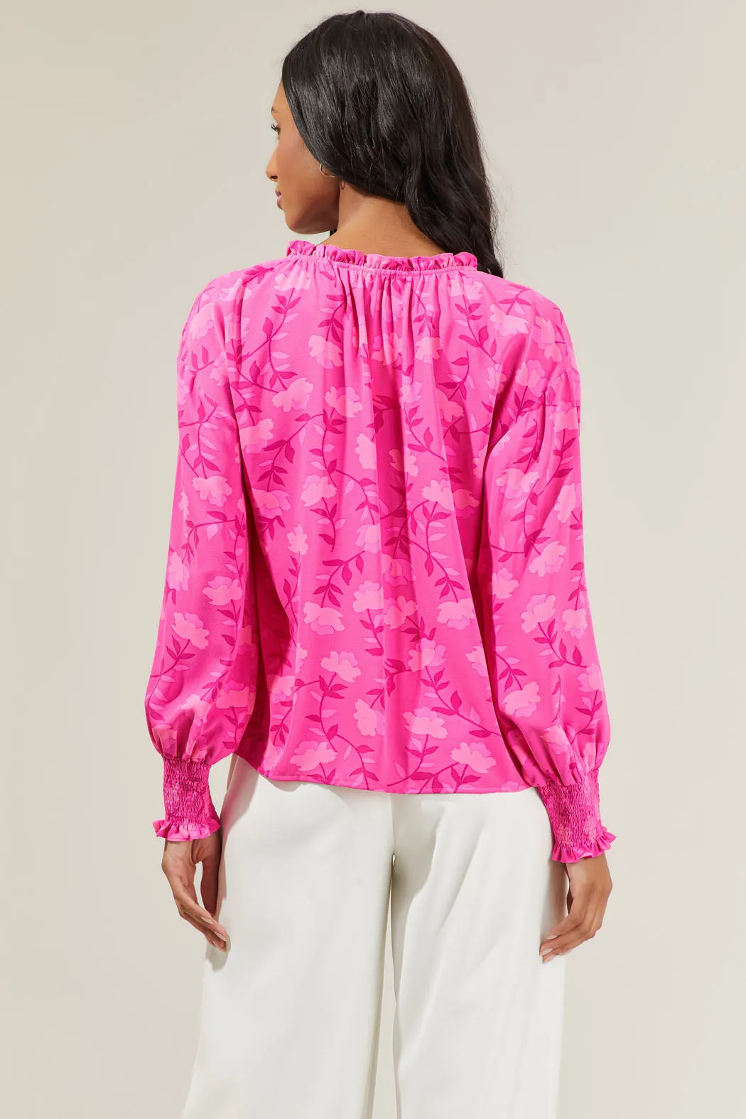 Clever Floral Split Neck Blouse sold by Sugarlips product image thumbnail 2