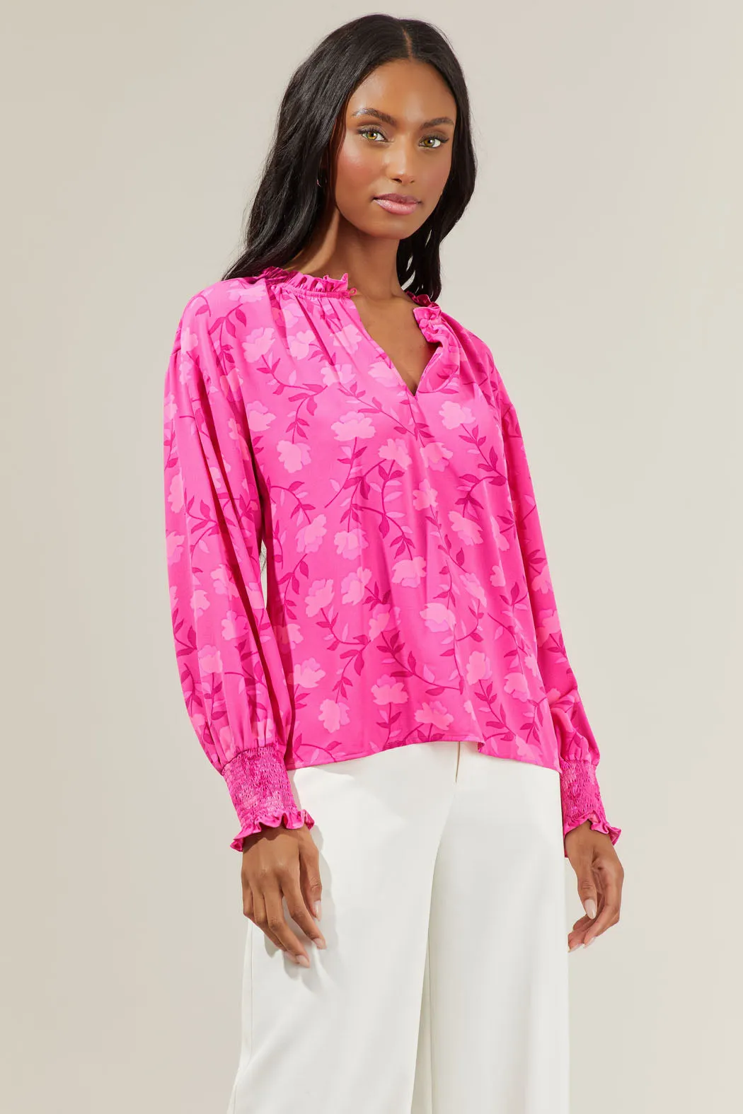 Clever Floral Split Neck Blouse sold by Sugarlips product image thumbnail 3