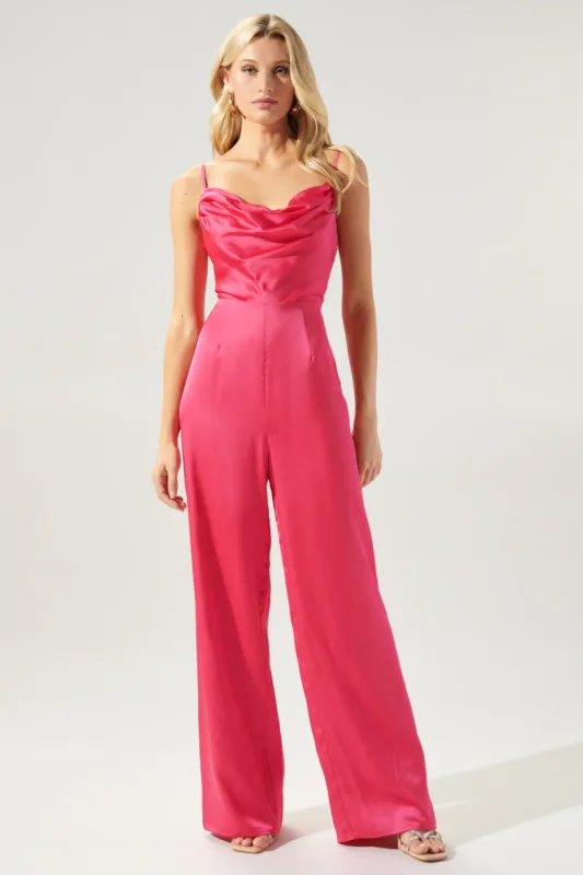 Chateau Satin Cowl Neck Jumpsuit sold by Sugarlips