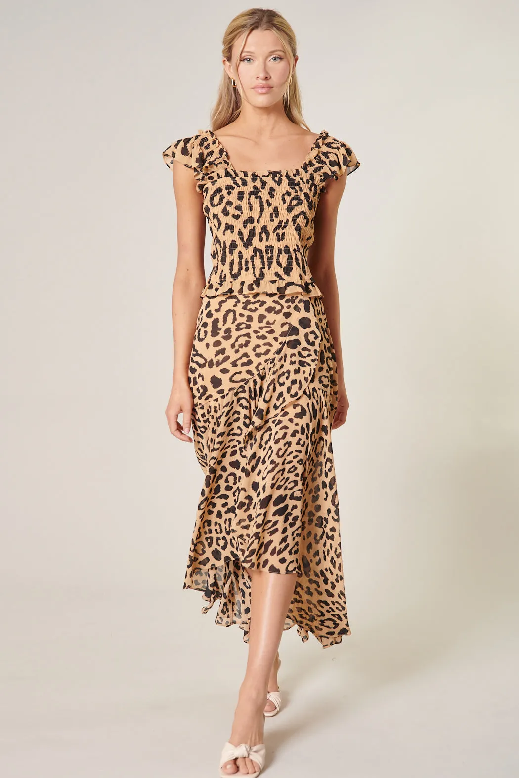 Java Leopard Frolic Square Neck Smocked Front Top sold by Sugarlips product image thumbnail 4