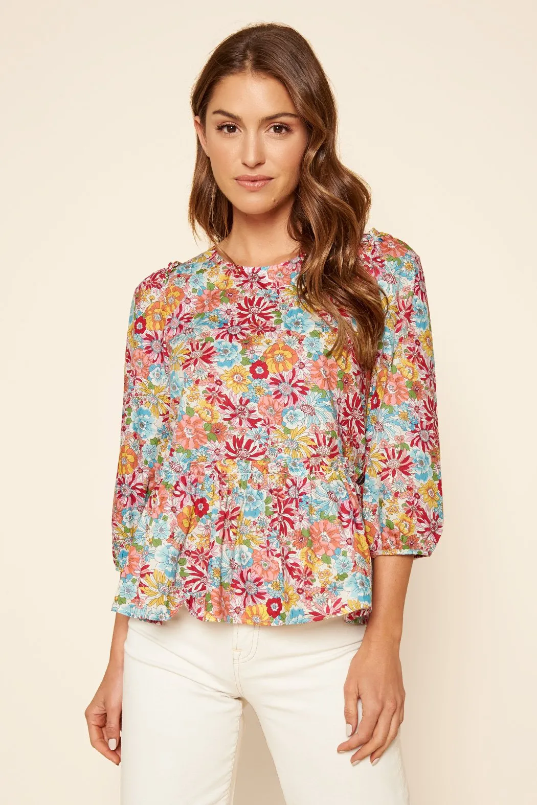 Zariah Bloomheart Balloon Sleeve Peplum Blouse sold by Sugarlips