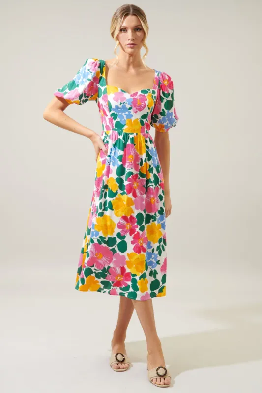 Kokomo Floral Farah Back Cut Out Midi Dress sold by Sugarlips