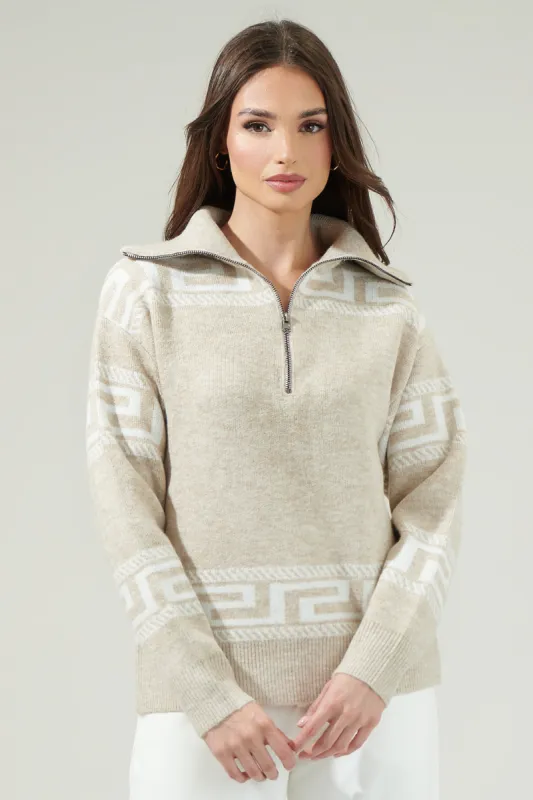 Georgina Zip-Up Mock Neck Sweater sold by Sugarlips