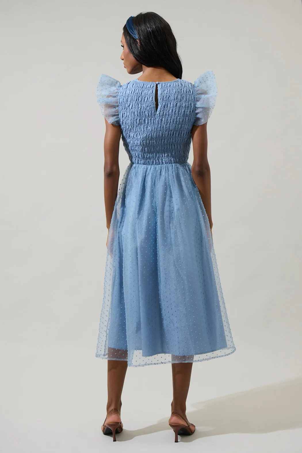 Lucille Organza Dot Smocked Midi Dress sold by Sugarlips product image thumbnail 2