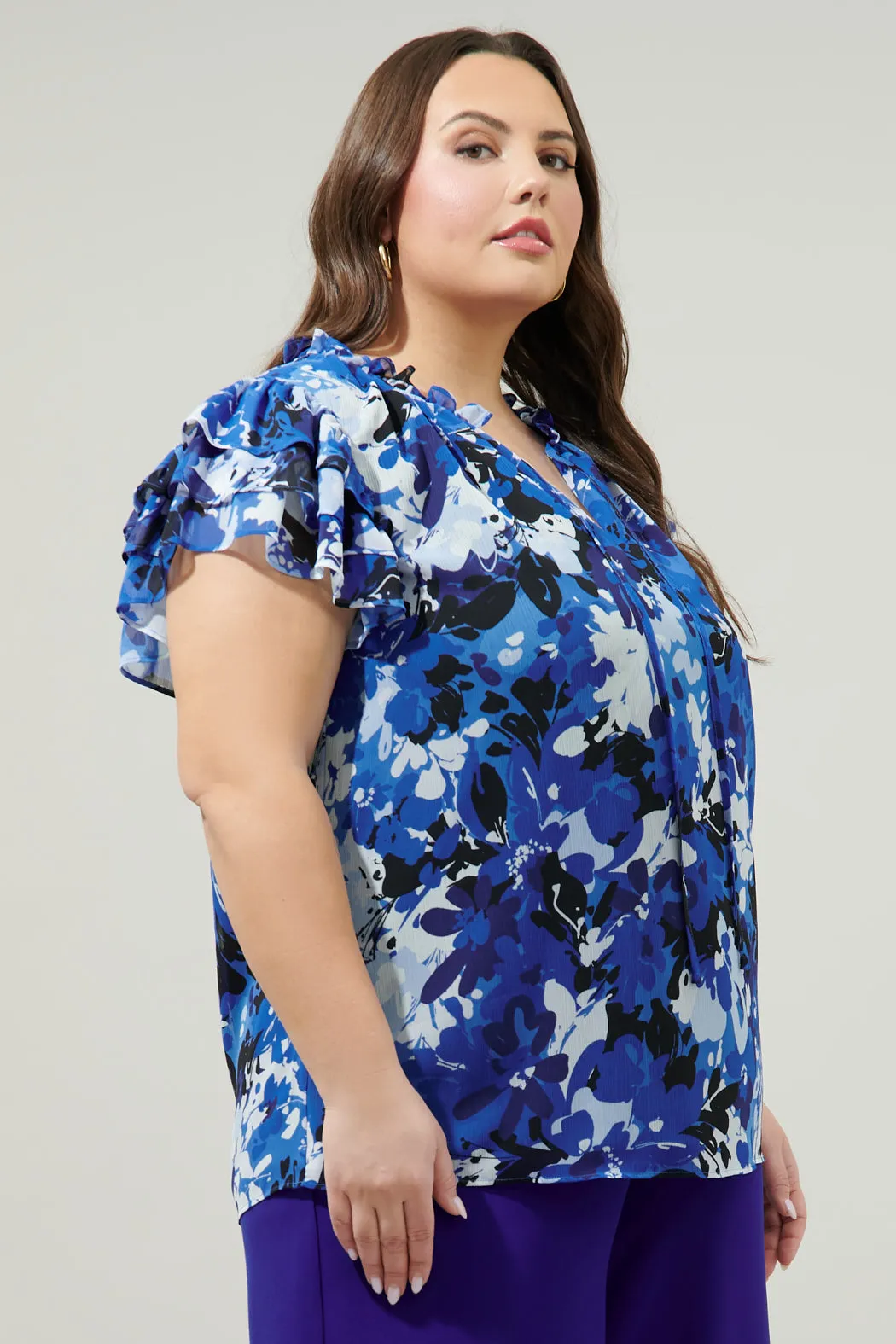 Moonflower Montie Ruffle Tie Neck Blouse Curve sold by Sugarlips product image thumbnail 3