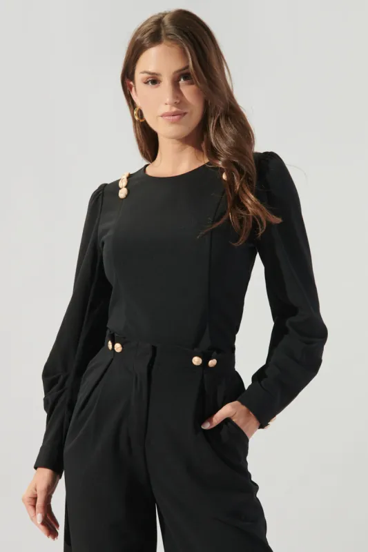 Beaumont Button Shoulder Blouse sold by Sugarlips