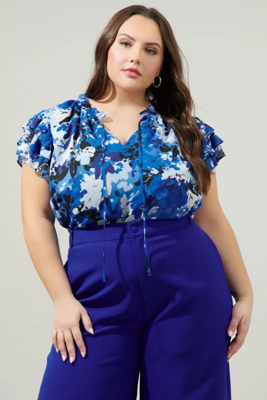 Moonflower Montie Ruffle Tie Neck Blouse Curve sold by Sugarlips