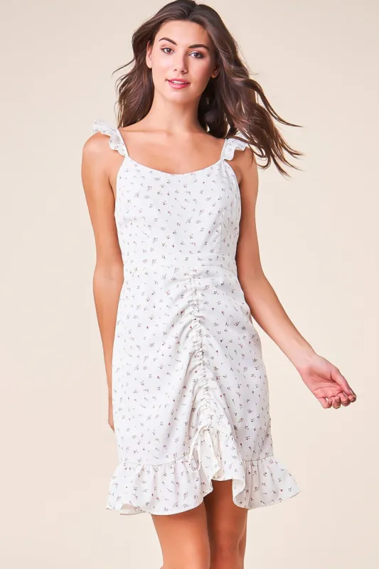 Flirty Floral Drawstring Mini Dress sold by Sugarlips
