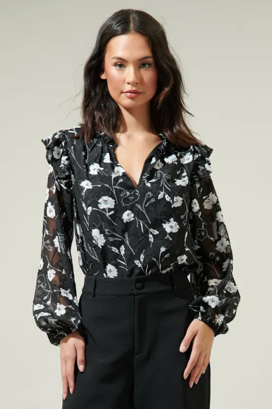 Marilu Floral Ruffle Top sold by Sugarlips