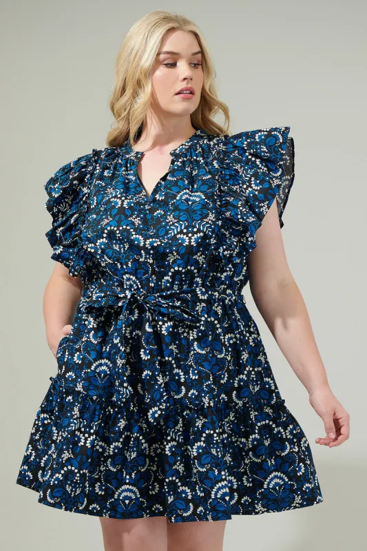 Dynamite Floral Ruffle Mini Dress Curve sold by Sugarlips