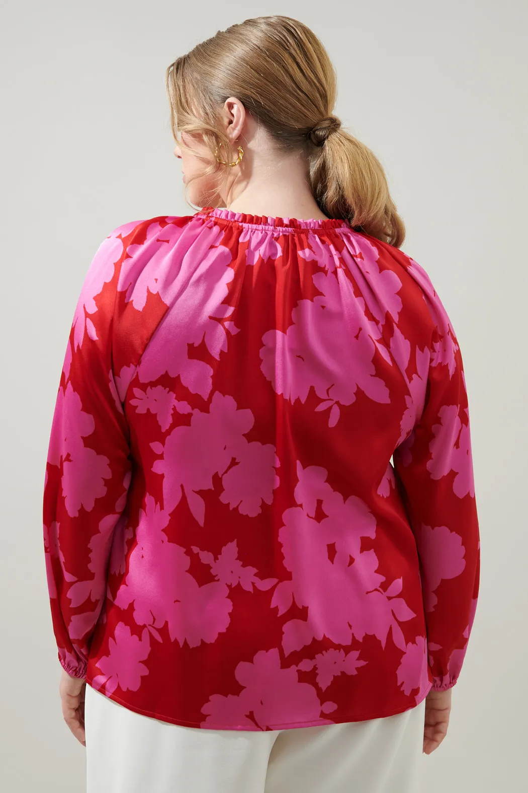 Burning Love Jovie Split Neck Satin Raglan Blouse Curve sold by Sugarlips product image thumbnail 2