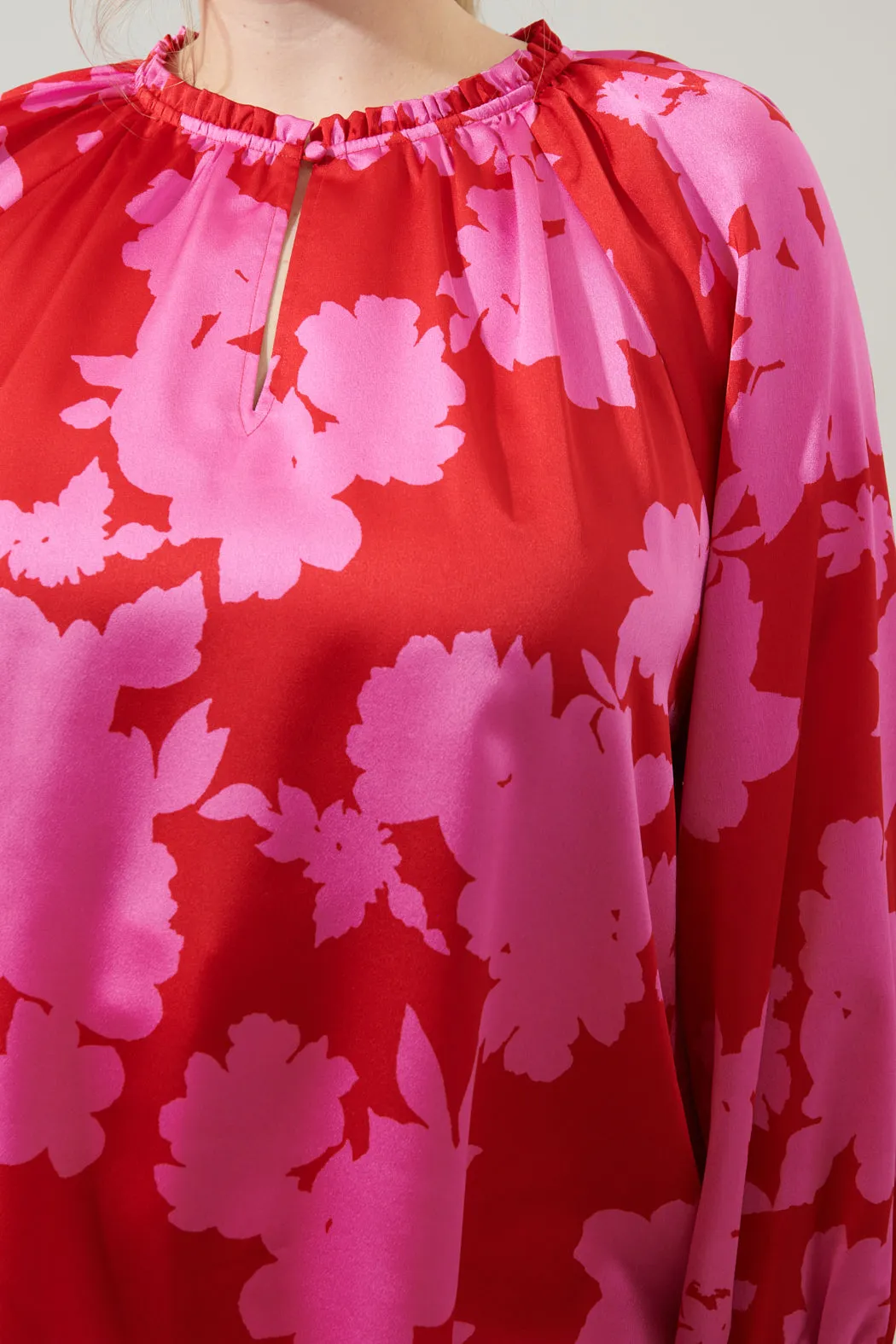 Burning Love Jovie Split Neck Satin Raglan Blouse Curve sold by Sugarlips product image thumbnail 5