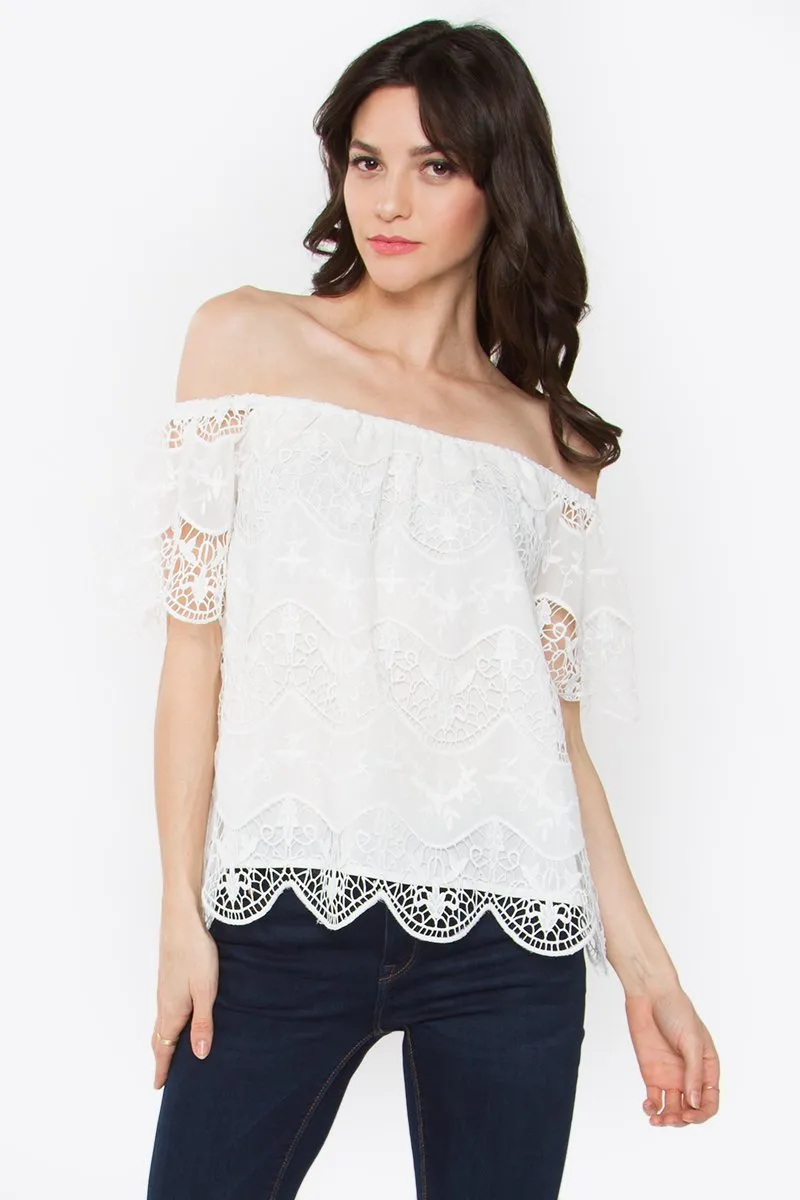 Rosalie Lace Off the Shoulder Top sold by Sugarlips