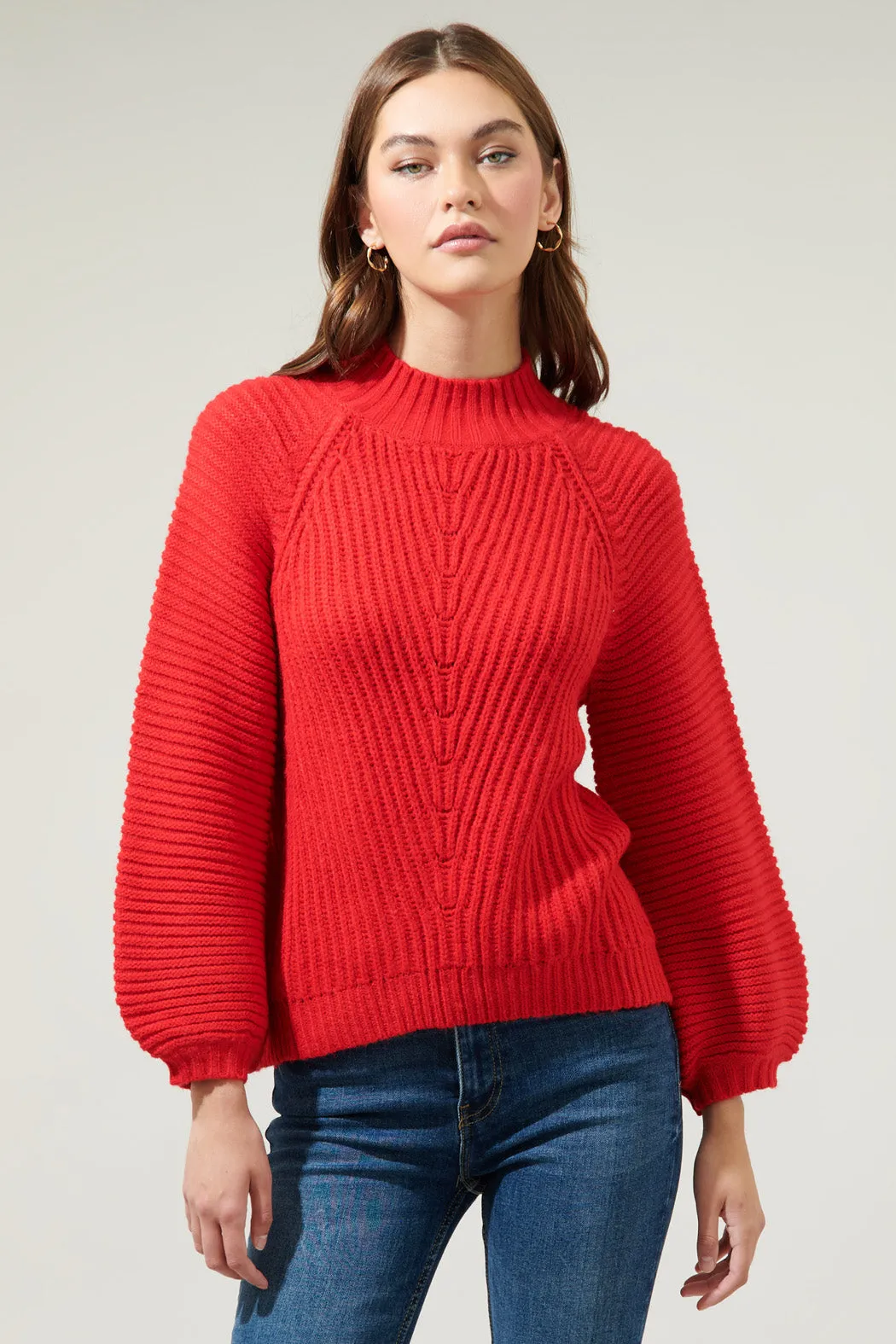 Mariela Mock Neck Chunky Knit Sweater sold by Sugarlips
